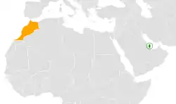 Map indicating locations of Qatar and Morocco