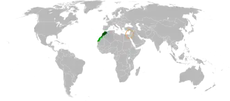 Lage von Israel und Marokko