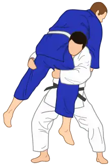 Illustration of a Morote-gari (double leg takedown) in Judo