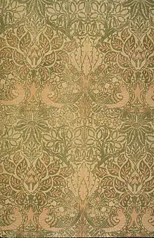 Dove and Rose design jacquard-woven silk and wool doublecloth furnishing textile,(1879)