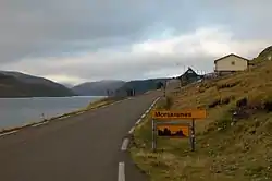 Morskranes, on Eysturoy, Faroe Islands. View northwards up to the sound of Sundini.