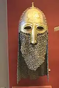Kievan Rus' spectacle helmet [de] (1150–1250) with aventail fixed to the visor