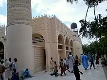 Worshippers at the Tchana Mosque