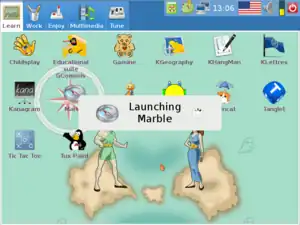 Screenshot of the main screen with the program "Marble" being launched