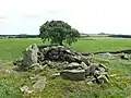 Mote of Crailloch and site of chapel on the right