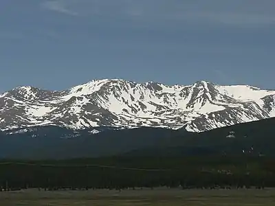 Mount Massive in the Sawatch Range is the second highest peak of the Rocky Mountains.