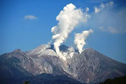 Mount Ontake seen from Kurakake Pass on October 11, 2014.