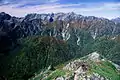 Mount Yari that turned red in autumn from Mount Jōnen