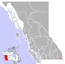 Location of Moyie in British Columbia