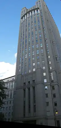 Daniel Patrick Moynihan United States Courthouse in New York City is an example of a postmodern high-rise courthouse.