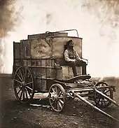 Image 20Roger Fenton's Photographic Van, 1855, formerly a wine merchant's wagon; his assistant is pictured at the front. (from Photojournalism)