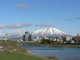 Mount Iwate dominates the city of Morioka