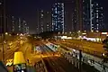 Tin Yiu stop at night time as viewed from overpass