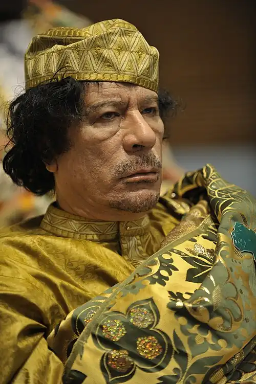 Image 41Muammar Gaddafi, former leader of Libya, in 2009. (from History of Libya)