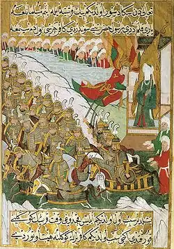 Muhammad at the Battle of Badr. (Siyer-i Nebi, 16th century)