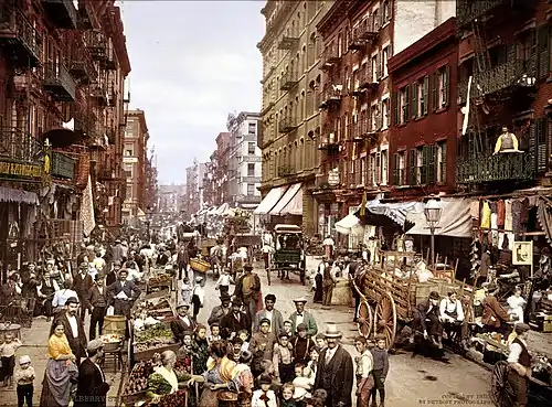 Little Italy in Manhattan, New York City around 1900.