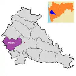 Location of Mulshi  in Pune district in Maharashtra