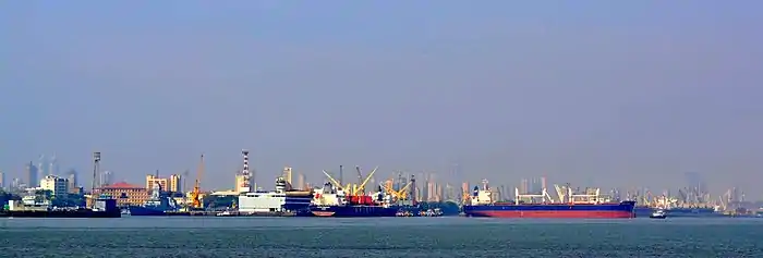 Ships at a busy port