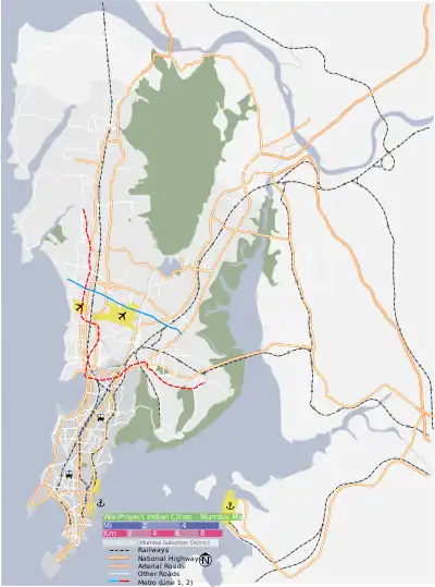 Location of Powai lake within Mumbai