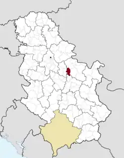 Location of the municipality of Žabari within Serbia