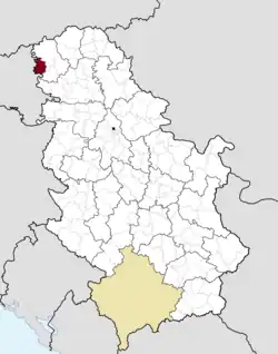 Location of the municipality of Apatin within Serbia