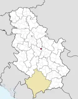 Location of the municipality of Lapovo within Serbia