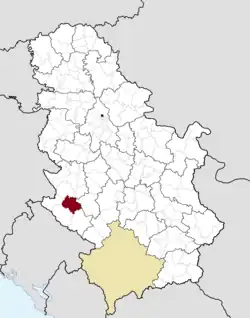 Location of the municipality of Nova Varoš within Serbia