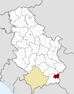 Location of the municipality of Surdulica within Serbia