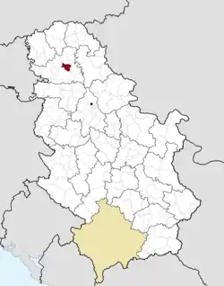 Location of the municipality of Temerin within Serbia