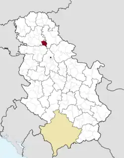 Location of the municipality of Titel within Serbia