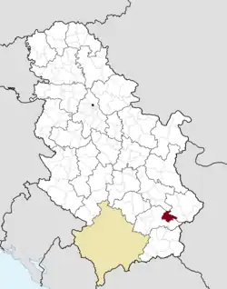 Location of the municipality of Vlasotince within Serbia