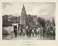 Munikurnuka Ghat Benares from the river by James Prinsep, 1832. Tarakeshwar temple on the left..