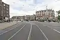 Wide view of tram tracks on Muntplein