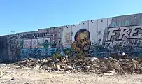 Yasser Arafat and Marwan Barghouti depicted at Qalandia