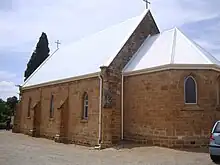 Brown stone church building