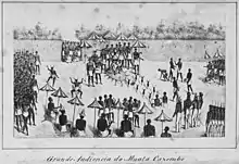 Image 38Drawing of the ruler of Lunda, Mwata Kazembe, receiving Portuguese in the royal courtyard in the 1800s (from Zambia)