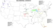 Image 20Map of NAIA Division II basketball teams. (from College basketball)