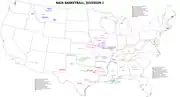 Image 4A map of all NAIA Division I basketball teams. (from College basketball)