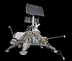 An engineering model of Surveyor 3, S-10, used for thermal control tests, at the National Air and Space Museum (NASM)