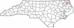 Location in Pasquotank counties in the state of North Carolina