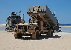 In December 2019, the Marine Corps tested a version of the JLTV called ROGUE Fires, which consists of an unmanned JLTV-based mobile launch platform carrying a Naval Strike Missile launcher unit.