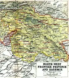 A lower-resolution 1909 Map of the Princely State of Kashmir and Jammu. Sumgal in the valley below the Hindu-tagh Pass is shown in the top right corner.