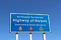 Northwest Territories Highway of Heroes sign