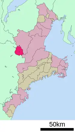 Location of Nabari in Mie Prefecture