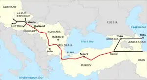 Proposed location of the Nabucco pipeline