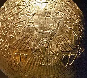 Similar Turul depiction on another gold item of the Treasure of Nagyszentmiklós