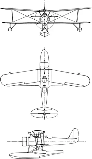 3-view drawing of the Nakajima E8N