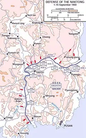 A map of a perimeter on the southeastern tip of a land mass