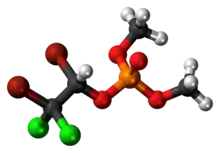 Ball-and-stick model of the Naled molecule