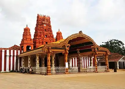 Nallur Kandasamy temple’s front gopuram overlooking Point Pedro road.